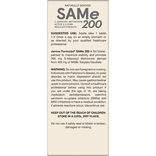 Jarrow Formulas® Same 200 mg, Supports Joint Health, Liver Function, Brain Metabolism, 60 Tablets, Up to A 60 Day Supply Jarrow FormulasBuy Supplements Australia
