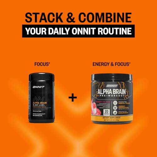 ONNIT Alpha Brain Black Label Capsules, IGEN Non-GMO Tested Citicoline Brain Supplement for Concentration and Memory, Lion’s Mane, Lutemax Lutein, L Theanine and Mucuna Pruriens, 80 Count ONNITBuy Supplements Australia