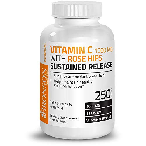 Bronson Vitamin C 1000 mg with Rose Hips Sustained Release, 250 Tablets BronsonBuy Supplements Australia