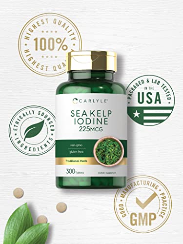 Sea Kelp Iodine Supplement | 225mcg | 300 Tablets | Non-GMO, Gluten Free | Traditional CarlyleBuy Supplements Australia