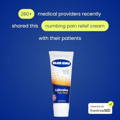 BLUE-EMU Lidocaine Pain Relief Cream for Fast, Numbing Relief, 2.7 Oz, 1 Pack BLUE-EMUBuy Supplements Australia