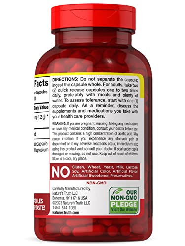 Nature's Truth Apple Cider Vinegar Capsules | 1200mg | 200 Pills | Extra Strength | Value Size Nature's TruthBuy Supplements Australia