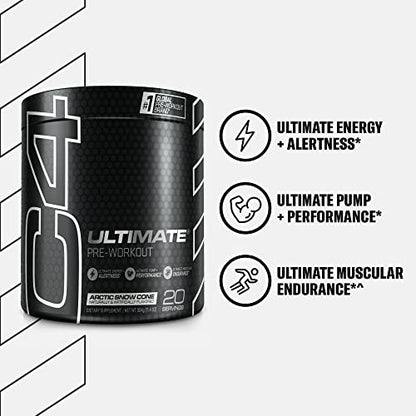 C4 Ultimate Pre Workout Powder Arctic Snow Cone - Sugar Free Preworkout Energy CellucorBuy Supplements Australia