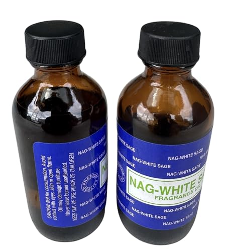 Premium Fragrance Oil 2 Bottles Nag-Musk or Nag-White Sage, 2 Ounces Each in a Glass Bottle GenericBuy Supplements Australia