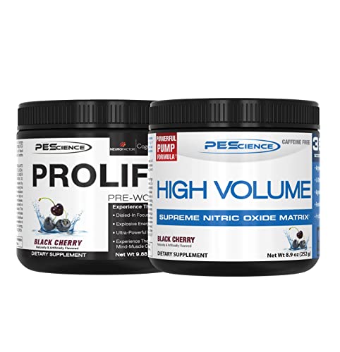 PEScience High Volume + Prolific Pre-Workout Stack, Powerful Nitric Oxide & Energy 