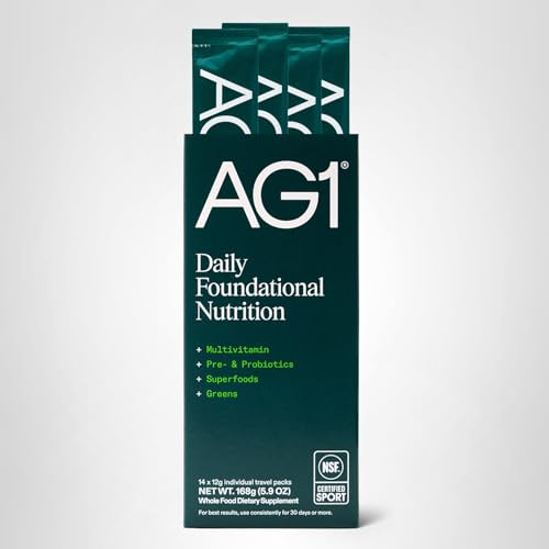 AG1 Athletic Greens Powder Supplement, Improve Gut Health, Multivitamin, Probiotic, Gluten Free, Vegan and Keto Friendly, 75 Vitamins (Travel Packs, 14 Count) - Classic Formula AG1Buy Supplements Australia