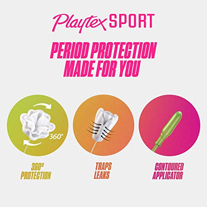 Playtex Sport Tampons, Regular Absorbency, Fragrance-Free - 48ct (Packaging May Vary) PLAYTEXBuy Supplements Australia