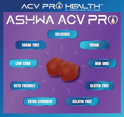 Ashwa ACV Pro Health - Sugar Free Apple Cider Vinegar Gummies, Ashwagandha Gummies Promethean WellnessBuy Supplements Australia