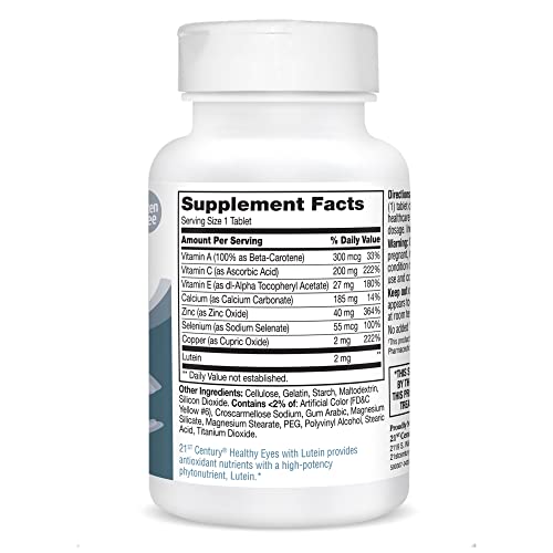 21st Century Healthy Eyes with Lutein Tablets, 60 Count, White (27452) 21st CenturyBuy Supplements Australia