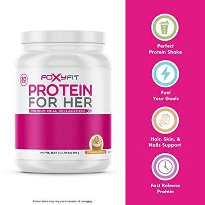 FoxyFit Protein for Her, Caramel Mocha Whey Protein Powder with CLA and Biotin FoxyFitBuy Supplements Australia