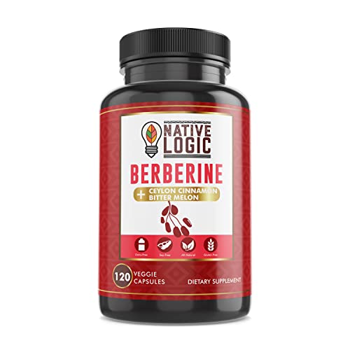 Native Logic Berberine HCL 1200mg with Ceylon Cinnamon, Bitter Melon, and Green Tea 