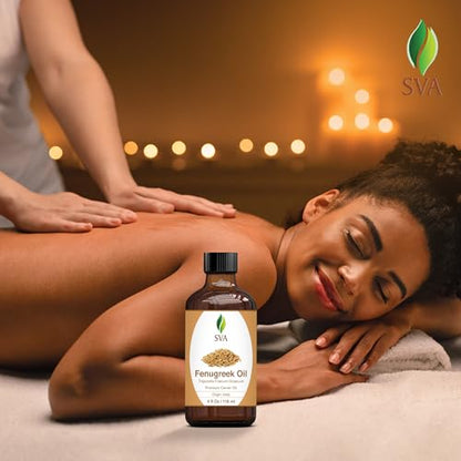 SVA Fenugreek Oil 4oz (118ml) Premium Carrier Oil with Dropper for Hair Care, Hair Oiling, Scalp Massage SVA ORGANICSBuy Supplements Australia