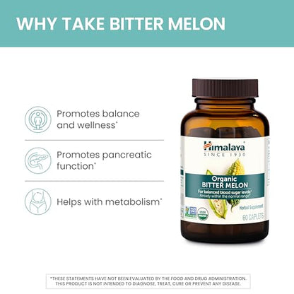 Himalaya Organic Bitter Melon for Glucose Metabolism, 660 mg, 60 Caplets, 1 Month Supply HimalayaBuy Supplements Australia