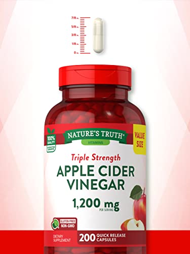 Nature's Truth Apple Cider Vinegar Capsules | 1200mg | 200 Pills | Extra Strength | Value Size Nature's TruthBuy Supplements Australia