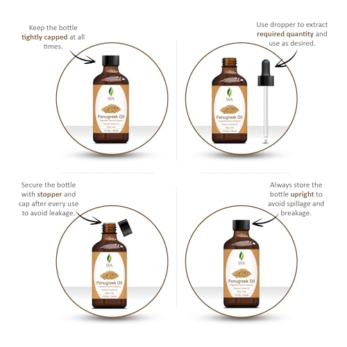 SVA Fenugreek Oil 4oz (118ml) Premium Carrier Oil with Dropper for Hair Care, Hair Oiling, Scalp Massage SVA ORGANICSBuy Supplements Australia