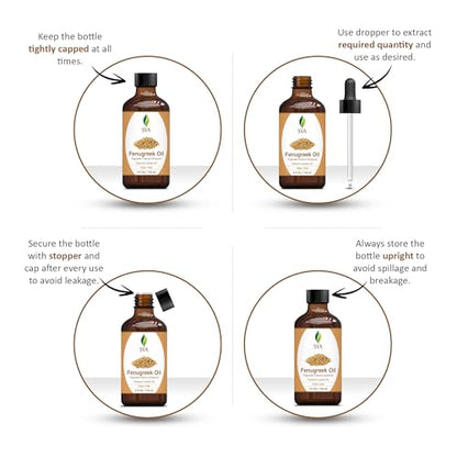 SVA Fenugreek Oil 4oz (118ml) Premium Carrier Oil with Dropper for Hair Care, Hair Oiling, Scalp Massage SVA ORGANICSBuy Supplements Australia