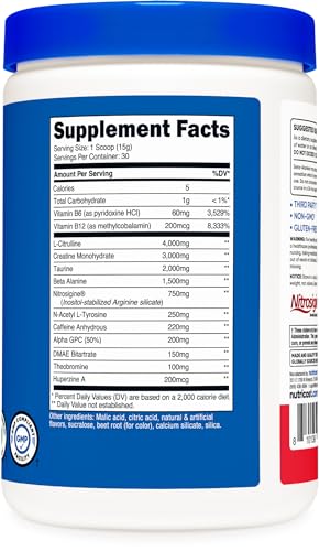 Nutricost Pre-C Pre-Workout Complex with Creatine (Fruit Punch | 30 Servings) Powder - Boost Fintess Routines, 453g