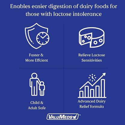ValuMeds Fast Acting Dairy Relief Lactose Enzymes, 120 Softgels, Help Prevent Gas ValuMedsBuy Supplements Australia