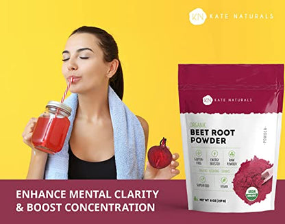 Kate Naturals Beet Root Powder for Baking & Smoothies (8oz) USDA Organic Beetroot Powder Kate NaturalsBuy Supplements Australia