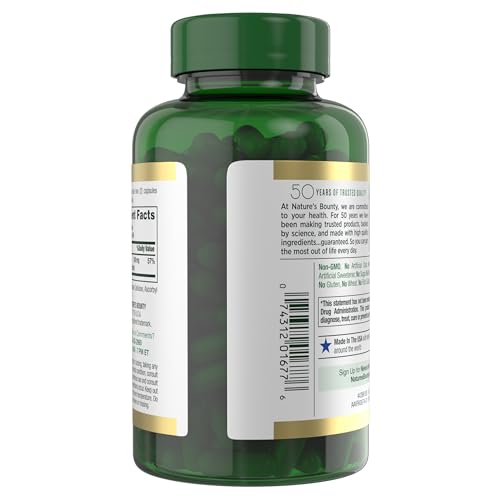 Nature’s Bounty High Absorption Magnesium Glycinate 240 mg for Supporting Muscle Relaxation and Bone, Heart & Nerve Health – Non-GMO, Gluten-Free, Vegetarian, 120 Count/60 Servings