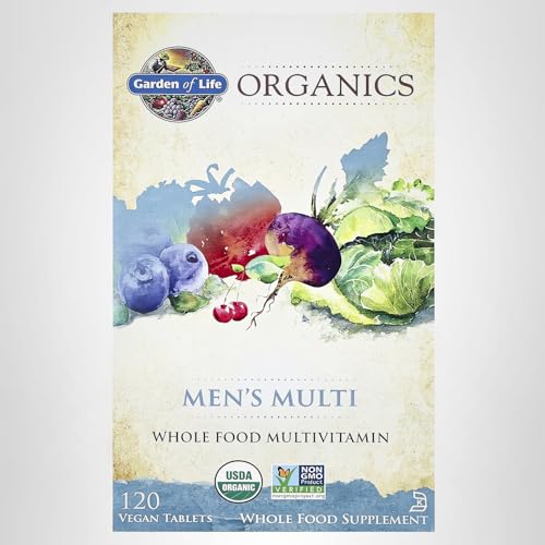 Garden of Life Organics Whole Food Multivitamin for Men, 120 Tablets, Vegan Mens Vitamins and Minerals for Health and Well-Being, Certified Organic Vegan Multi Garden of LifeBuy Supplements Australia
