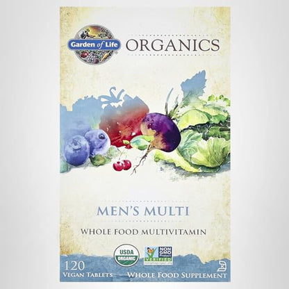 Garden of Life Organics Whole Food Multivitamin for Men, 120 Tablets, Vegan Mens Vitamins and Minerals for Health and Well-Being, Certified Organic Vegan Multi Garden of LifeBuy Supplements Australia