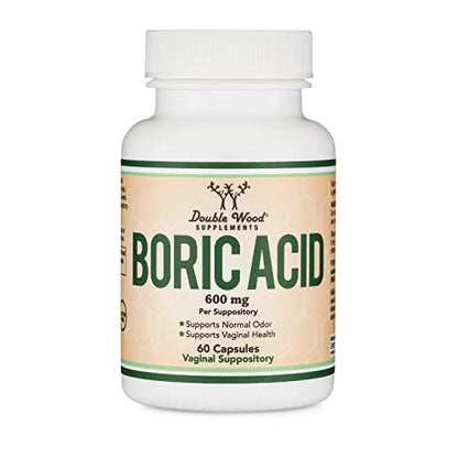 Boric Acid Vaginal Suppositories (600mg, 60 Count) Supports Vaginal pH Balance, Odor Control Double Wood SupplementsBuy Supplements Australia