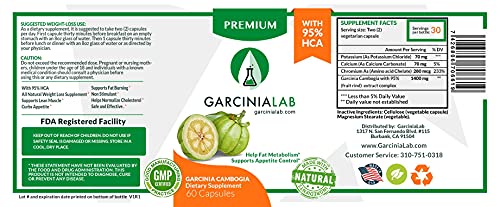 Garcinia Cambogia Extract 100% Pure 95% HCA Pharmaceutical Grade 60 Capsules 1 Month GarciniaLabBuy Supplements Australia
