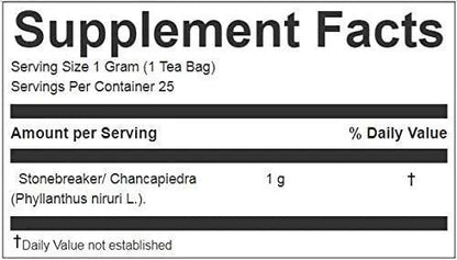 Stone Breaker Chanca Piedra Herbal Tea - 100% Naural from Peru ( 25 Tea Bags ) Natural Kidney Cleanse & Gallbladder Stones Support– Detoxify Urinary Tract, Flush Impurities, Clear Urinary System WugunyBuy Supplements Australia