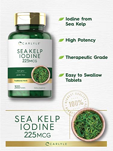 Sea Kelp Iodine Supplement | 225mcg | 300 Tablets | Non-GMO, Gluten Free | Traditional CarlyleBuy Supplements Australia