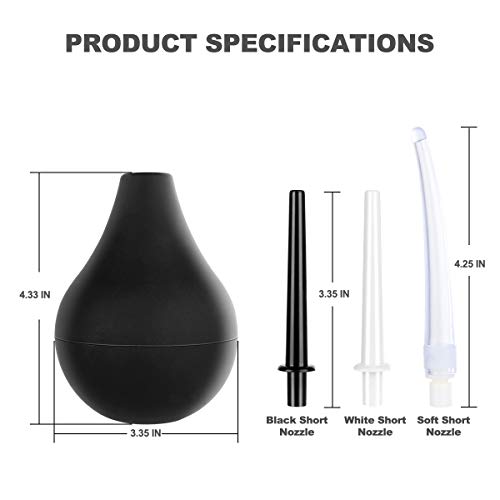 RANEU Enema Bulb Douche Enema Kit for Women & Men with 3 Nozzles (Black, 4 Piece Set) RANEUBuy Supplements Australia