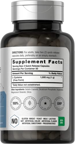 L-Cysteine 1000mg | 100 Powder Capsules | Non-GMO, Gluten Free Supplement HorbäachBuy Supplements Australia