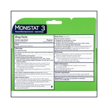 MONISTAT 3 Cream PREFILLED 1EA J&J Consumer Sector BirsppyBuy Supplements Australia