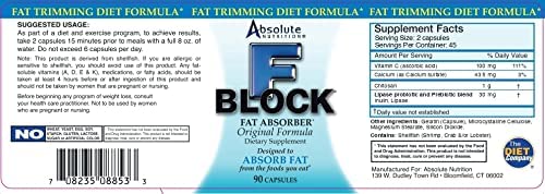 Absolute Nutrition FBlock Xtra Fat Absorber, Diet Formula, 90 Capsules Absolute NutritionBuy Supplements Australia