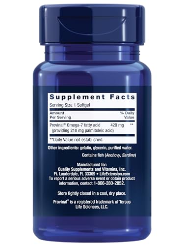 Provinal Purified Omega-7 - Daily Essential Omega 7 Fatty Acids Supplement, Palmitoleic Life ExtensionBuy Supplements Australia