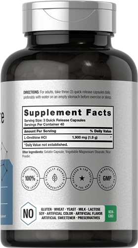 L Ornithine HCl | 1900mg | 120 Capsules | Non-GMO & Gluten Free Supplement HorbäachBuy Supplements Australia