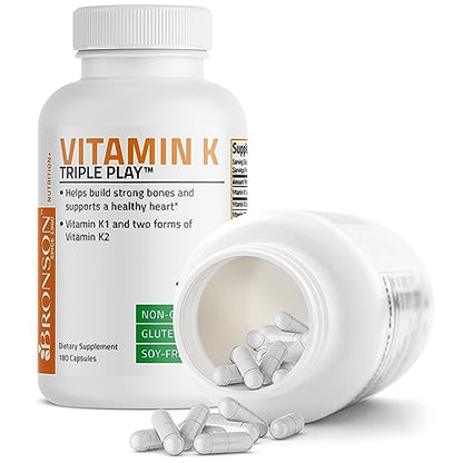 Vitamin K Triple Play (Vitamin K2 MK7 / Vitamin K2 MK4 / Vitamin K1) Full Spectrum BronsonBuy Supplements Australia