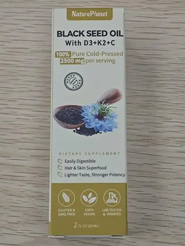 NaturePlanet Organic Soursop Bitters and Black Seed Oil Drops Bundles with Vitamins D3, K2, B6, C | NaturePlanet