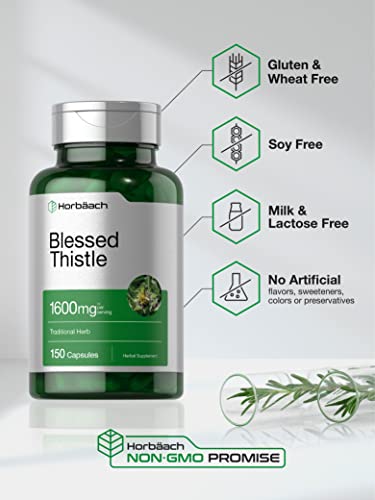 Blessed Thistle Capsules 1600 mg | 150 Count | Max Potency | Non-GMO, Gluten Free HorbäachBuy Supplements Australia