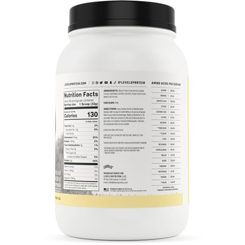Levels Grass Fed 100% Whey Protein, No Hormones, Vanilla Bean, 2LB Levels NutritionBuy Supplements Australia