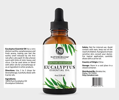 NaturoBliss 100% Pure Natural Undiluted Eucalyptus Essential Oil (4oz) Premium Therapeutic Grade NaturoBlissBuy Supplements Australia