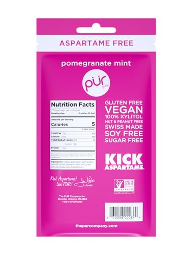 PUR Gum | Aspartame Free Chewing Gum | 100% Xylitol | Natural Pomegranate PURBuy Supplements Australia