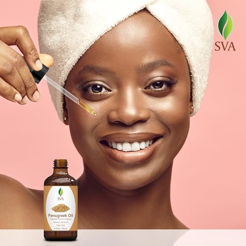 SVA Fenugreek Oil 4oz (118ml) Premium Carrier Oil with Dropper for Hair Care, Hair Oiling, Scalp Massage SVA ORGANICSBuy Supplements Australia