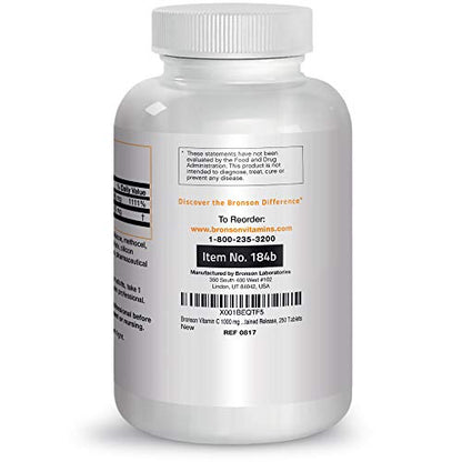 Bronson Vitamin C 1000 mg with Rose Hips Sustained Release, 250 Tablets BronsonBuy Supplements Australia
