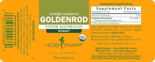 Herb Pharm Certified Organic Goldenrod Liquid Extract for Urinary System Support, 1 Fl Oz (Pack of 1) Herb PharmBuy Supplements Australia