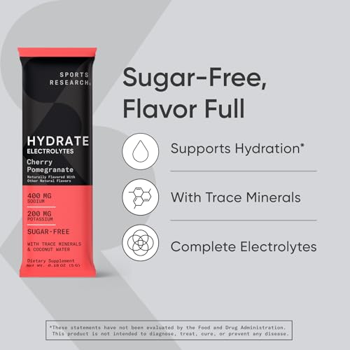 Sports Research Hydrate Electrolytes Powder Packets - Sugar-Free & Naturally Flavored Sports ResearchBuy Supplements Australia
