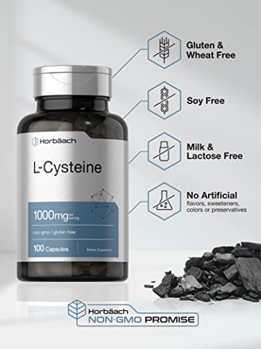 L-Cysteine 1000mg | 100 Powder Capsules | Non-GMO, Gluten Free Supplement HorbäachBuy Supplements Australia