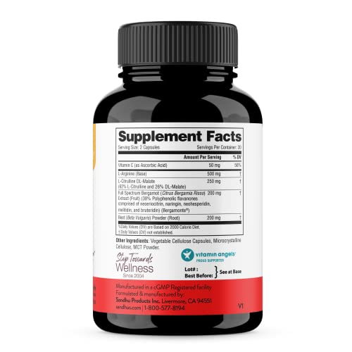 Sandhu's L-Arginine with Nitric Oxide Precursor | Made in The USA| 30 Days Supply Sandhu'sBuy Supplements Australia