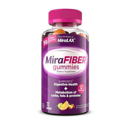MiraLAX New MiraFIBER Gummies, 8g of Daily Prebiotic Fiber with B Vitamin