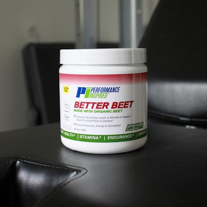 PERFORMANCE INSPIRED Nutrition Better Beet Powder - 100% Organic Beet – Boost Nitric Oxide – All-Natural Clean Energy - Boost Endurance – G-Free - Non-GMO - Apple Flavor - 30 Servings